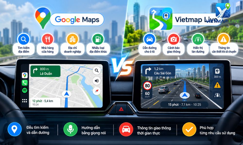 So sánh Vietmap Live và Google Maps So sánh Vietmap Live và Google Maps